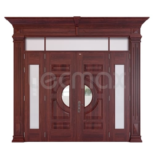 cửa thép vân gỗ 4 cánh lệch