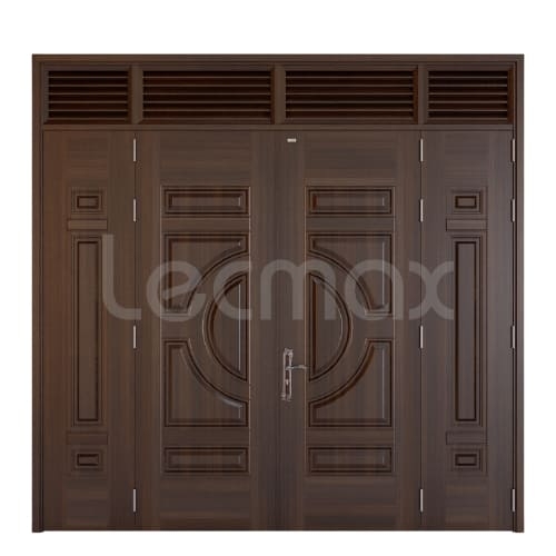 cửa thép vân gỗ 4 cánh lệch