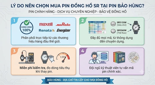 Lựa chọn mua pin SR đồng hồ tại Pin Bảo Hùng đảm bảo chất lượng và an tâm