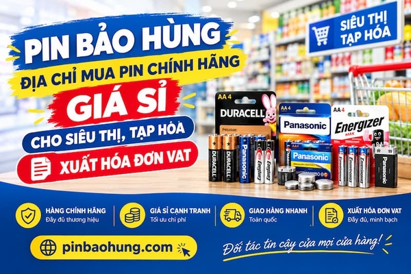 Địa Chỉ Mua Pin Chính Hãng Giá Sỉ Cho Siêu Thị, Tạp Hóa Xuất Hóa Đơn VAT