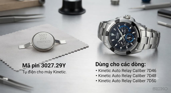 Các loại đồng hồ Seiko Kinetic sử dụng pin tụ điện