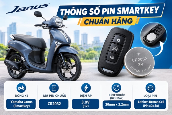 Thông số kỹ thuật mã pin Smartkey xe Janus chuẩn nhà sản xuất