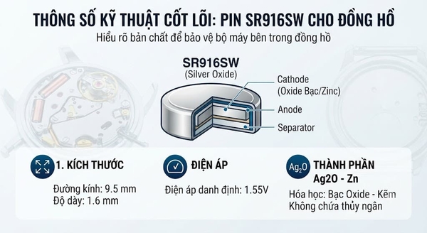 Thông số kỹ thuật cốt lõi của pin SR916SW