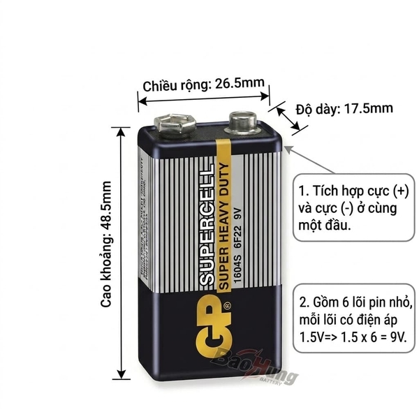 thông số kỹ thuật của pin 9V