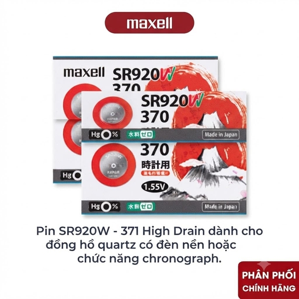 Pin SR920 - 370 được sử dụng cho đồng hồ có đèn LED