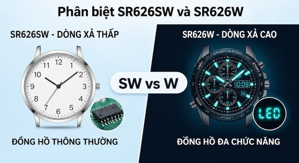 Phân biệt chi tiết pin SR626SW và SR626W