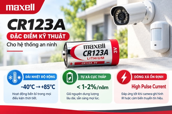 Đặc điểm kỹ thuật của pin CR123A trong hệ thống an ninh