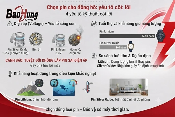 Lưu ý khi chọn pin cho đồng hồ