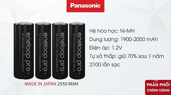 Đặc tính kỹ thuật cốt lõi của Eneloop Pro AA (BK-3HCDE)