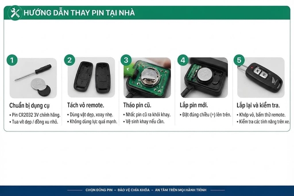 Hướng dẫn chi tiết cách thay pin khóa xe Smartkey Vision tại nhà