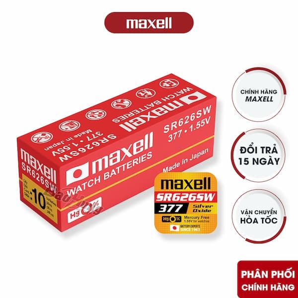 Pin Maxell SR626SW chính hãng - Thương hiệu pin nổi tiếng