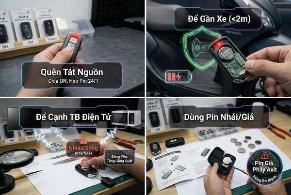 Những sai lầm phổ biến khiến chìa khóa Smartkey Vision nhanh hết pin