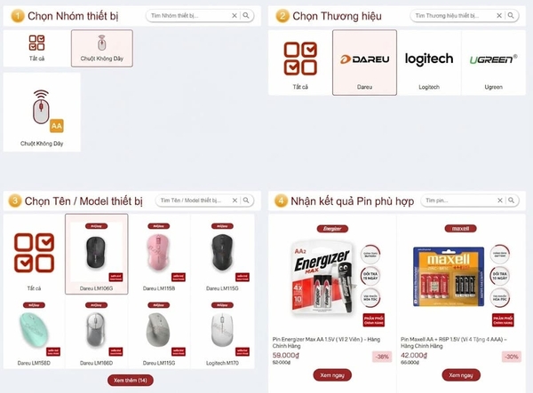 Các bước tra cứu mã pin chuột không dây