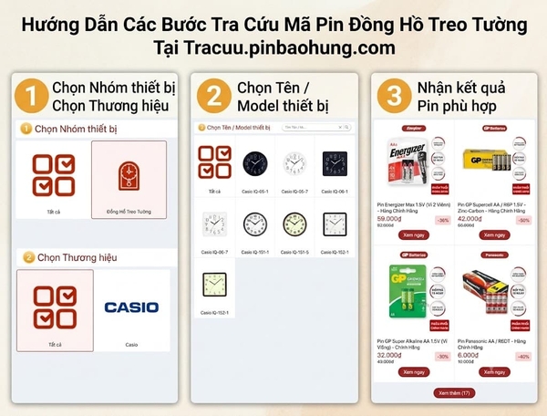 Hướng dẫn tra cứu mã pin đồng hồ treo tường