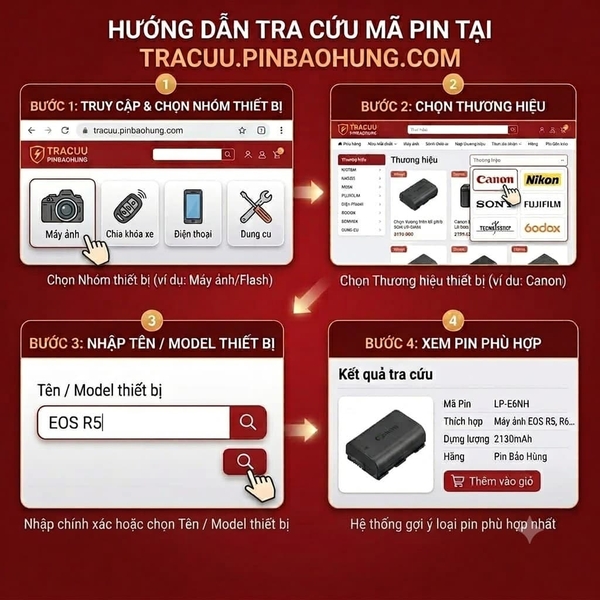 Hướng dẫn tra cứu mã pin máy ảnh