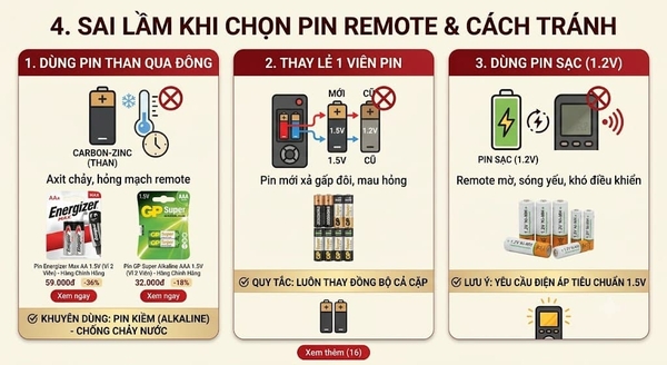 Sai lầm cần tránh khi chọn pin remote điều hòa