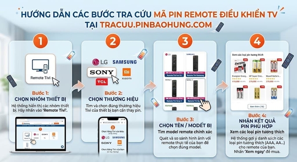 Hướng dẫn tra cứu mã pin remote tivi