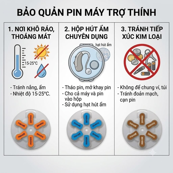 Hướng dẫn bảo quản pin tai trợ thính