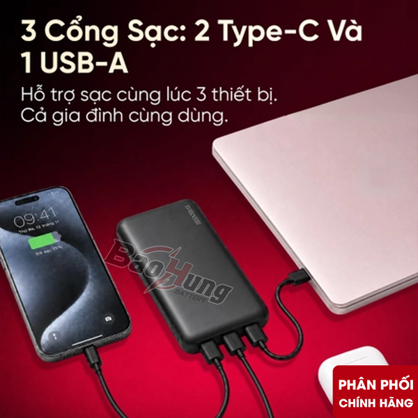 Pin Sạc Dự Phòng Maxell Semi Solid Power Bank MCP-GSS100PD – Hàng Chính Hãng