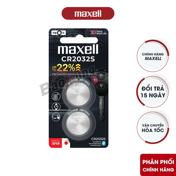 Pin Maxell CR2032S Lithium 3V (Vỉ 2 Viên) - Hàng Chính Hãng