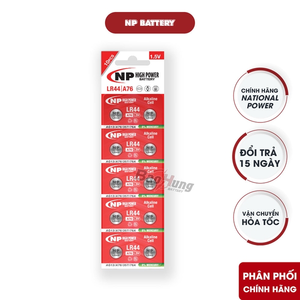 Pin National Power Alkaline LR44 (AG13 / A76) - Hàng Chính Hãng