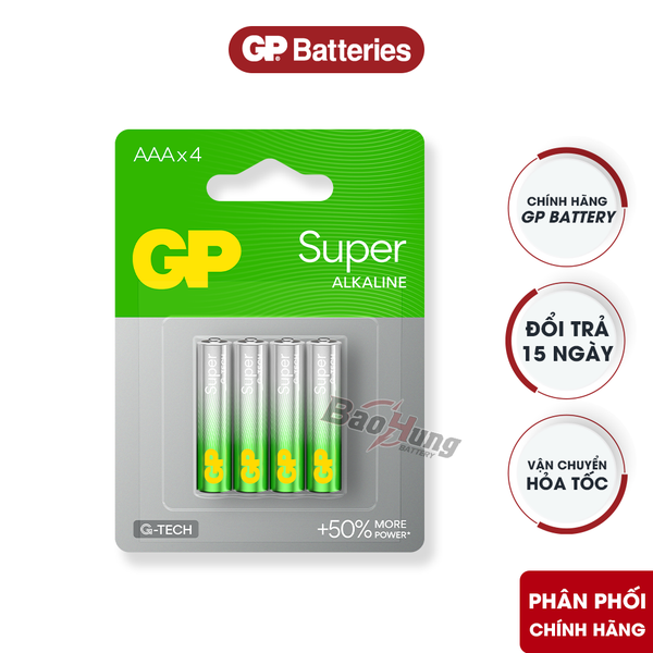Pin GP Super Alkaline AAA 1.5V (Vỉ 4 Viên) – Hàng Chính Hãng
