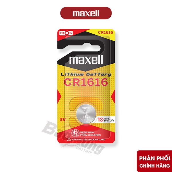 Pin Maxell CR1616 Lithium 3V (Vỉ 1 Viên) - Hàng Chính Hãng