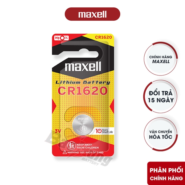 Pin Maxell CR1620 Lithium 3V (Vỉ 1 Viên) - Hàng Chính Hãng