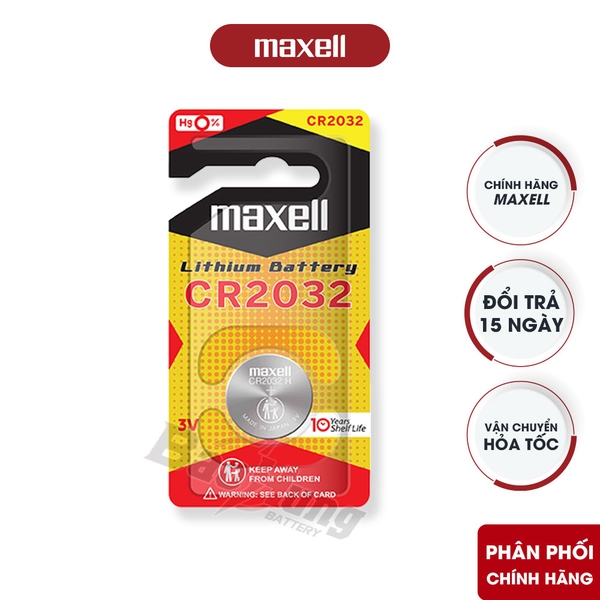 Pin Maxell CR2032 Lithium 3V (Vỉ 1 Viên) - Hàng Chính Hãng
