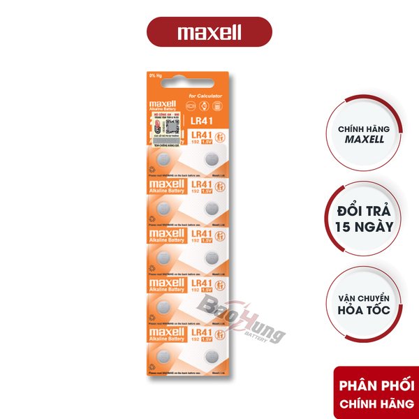 Pin Maxell Alkaline LR41 (AG3 / 192) - Hàng Chính Hãng