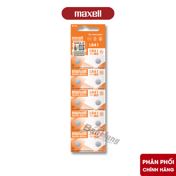 Pin Maxell Alkaline LR41 (AG3 / 192) - Hàng Chính Hãng
