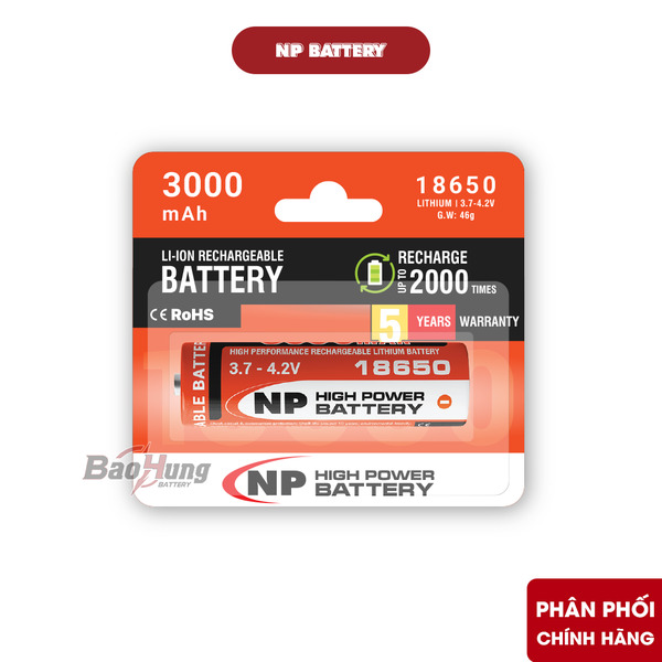 Pin Sạc National Power 18650 Cam (3000 mAh) - Hàng Chính Hãng