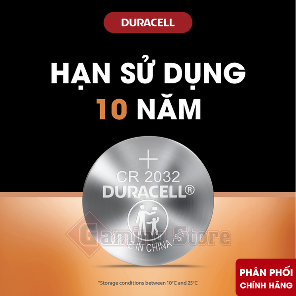 Pin Duracell CR2032 Lithium 3V (Vỉ 2 Viên) - Hàng Chính Hãng