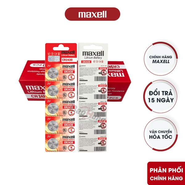 Pin Maxell CR2430 Lithium 3V - Hàng Chính Hãng