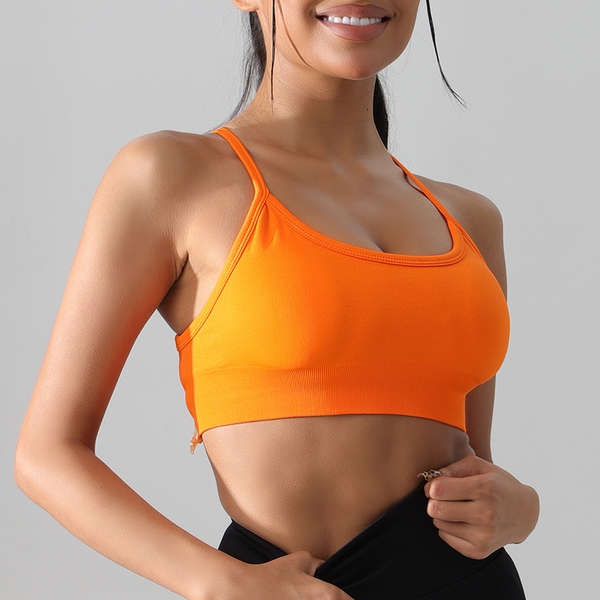 Áo Bra Thể Thao Nữ Croptop Ngắn Lưng Đan Chéo Dệt Liền image 5