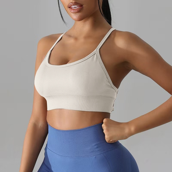 Áo Bra Thể Thao Nữ Croptop Ngắn Lưng Đan Chéo Dệt Liền image 6