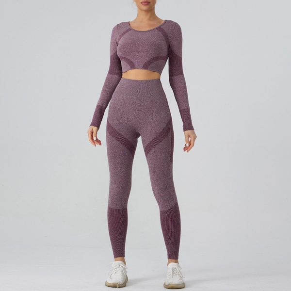 Bộ Đồ Giữ Nhiệt Nữ Dệt Liền Áo Dài Tay Và Quần Legging Thể Thao image 3