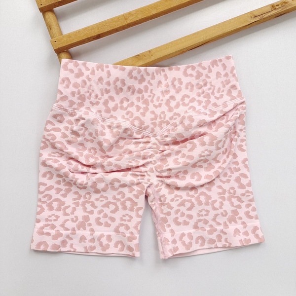 Quần Short Yoga Nữ Họa Tiết Da Báo Cạp Cao Nâng Mông image 4