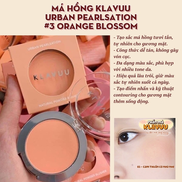 Má hồng KLAVUU urban pearlsation #3 orange blossom