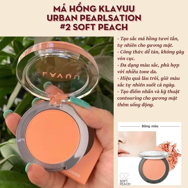 Má hồng KLAVUU urban pearlsation #2 soft peach