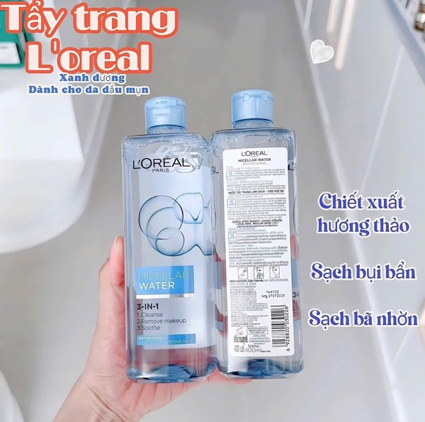 Nước tẩy trang LOREAL micellar water 400ml chai xanh dương (hàng công ty)