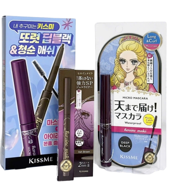 Mascara + chì kẻ mắt KISS ME heroine (mascara #01 black , chì #04 ash brown)