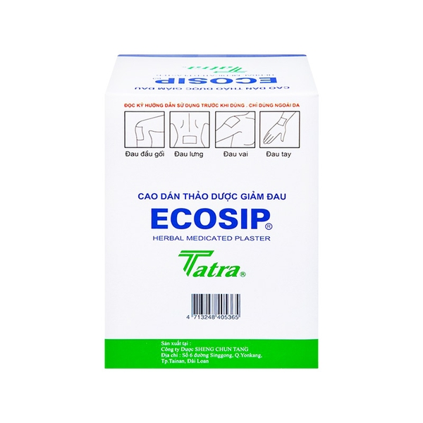 Cao dán thảo dược Ecosip giảm đau vai, đau cơ (hộp 20 gói x 5 miếng)