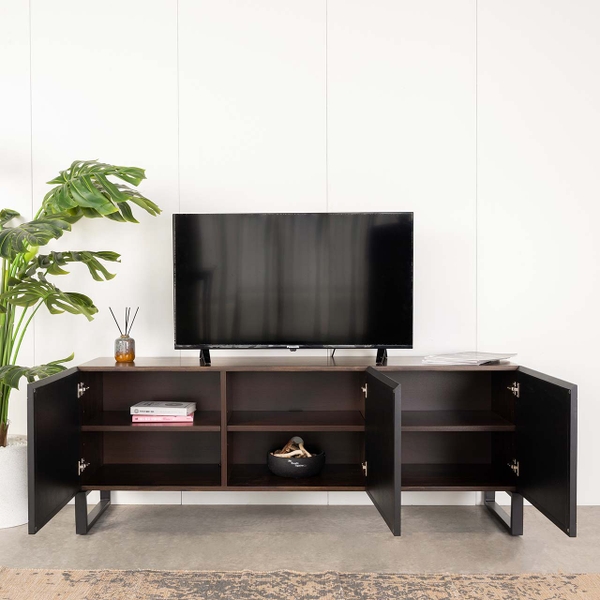 Tủ Kệ TiVi Gỗ KOLDING 702 – Gỗ Tràm Tự Nhiên, Chân Sắt Sơn Tĩnh Điện, Thiết Kế Tối Giản | Decoraz.vn