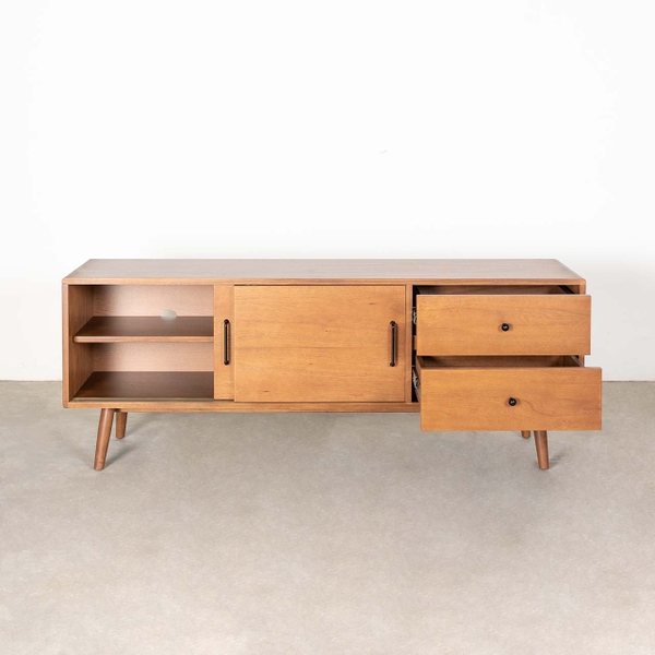 Tủ Kệ TiVi Gỗ ODENSE 601 – Gỗ Cao Su, Thiết Kế Vintage, Cánh Trượt Sang Trọng | Decoraz.vn