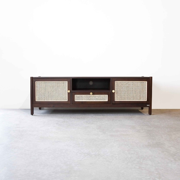 Tủ Kệ TiVi Gỗ FIJI 401 – Thiết Kế Tối Giản, Sang Trọng, Chất Liệu Gỗ Cao Su và Mây Rattan | Decoraz.vn