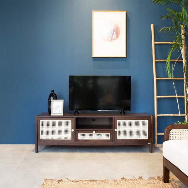 Tủ Kệ TiVi Gỗ FIJI 401 – Thiết Kế Tối Giản, Sang Trọng, Chất Liệu Gỗ Cao Su và Mây Rattan | Decoraz.vn
