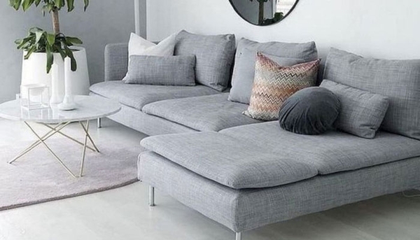 Sofa nỉ sang trọng 5CSF-196 – Chân sắt sơn tĩnh điện, nỉ nhập khẩu cao cấp | Decoraz.vn