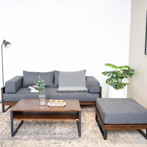 Ghế Đôn Sofa Gỗ Tràm Tự Nhiên KOLDING 701 – Thiết Kế Tinh Tế, Chất Liệu Bền Bỉ Cho Phòng Khách | Decoraz.vn