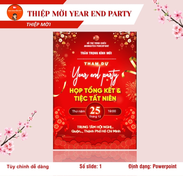 B05 - THIỆP MỜI YEAR END PARTY ĐỎ
